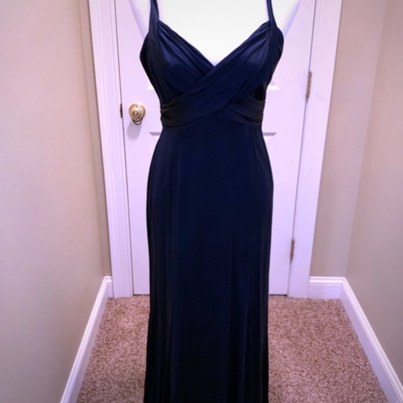 Navy Blue Silk Gown - Picture 2 of 5